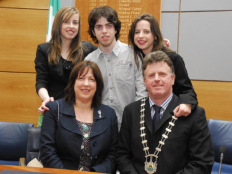 Cathaoirleach Sean McDermott is pictured with his wife Maureen and children Lisa, Shane and Carole at his recent inauguration.