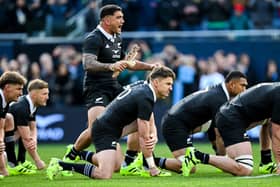 Codie Taylor of New Zealand performs the Haka before the Gallagher Cup match between Ireland and New Zealand at Soldier Field in Chicago, USA Picture: Ramsey Cardy Sportsfile