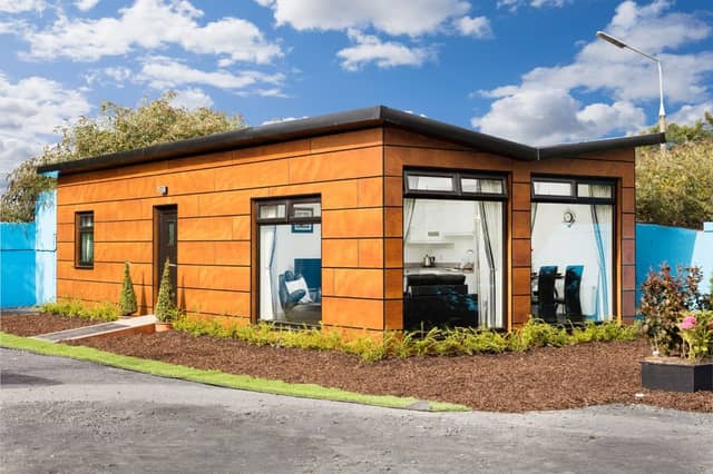 A rapid build modular home.