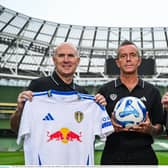 Former Leeds United players Tony Dorigo, left, Gary Kelly, centre, with former Ac Milan player Daniele Massaro PIC: Sportsfile