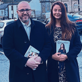 Sinn Féin candidate Leah Cull, Boyle LEA, pictured with Chris MacManus MEP canvassing in Boyle.