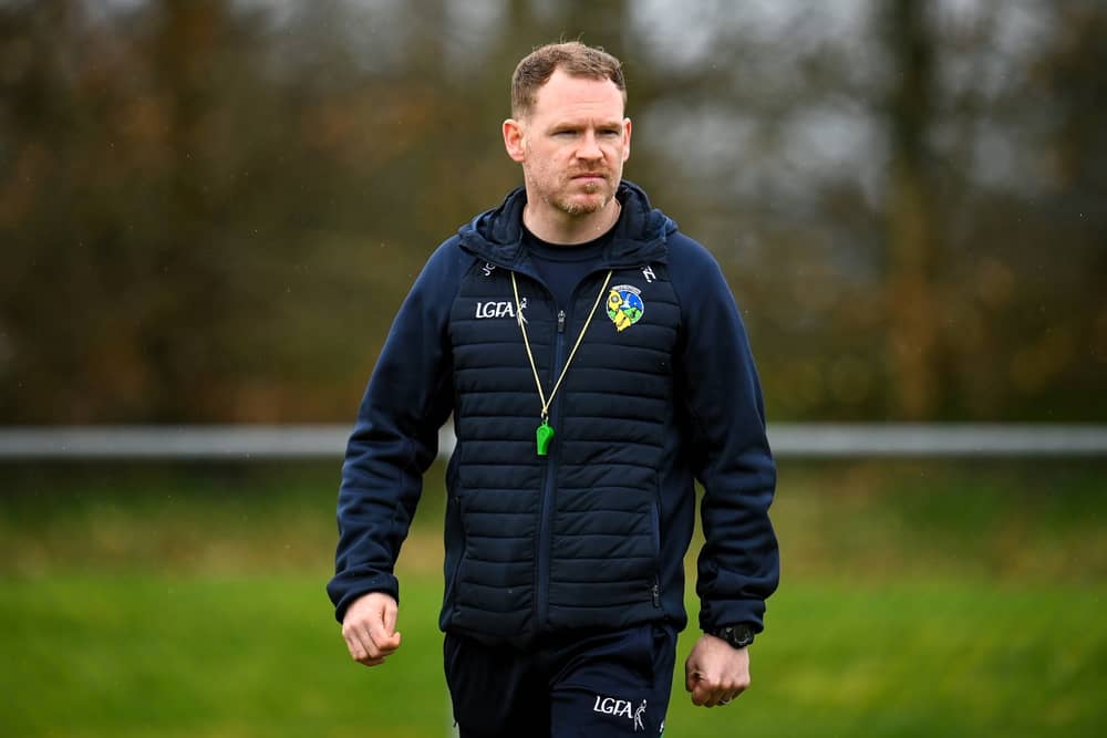 Leitrim Ladies manager Jonny Garrity pictured at Sunday's Lidl LGFA Division 4 Semi-Final Picture: Seb Daly Sportsfile