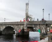 The underslung work platform at Carrick bridge. Pics by Gerry Faughnan