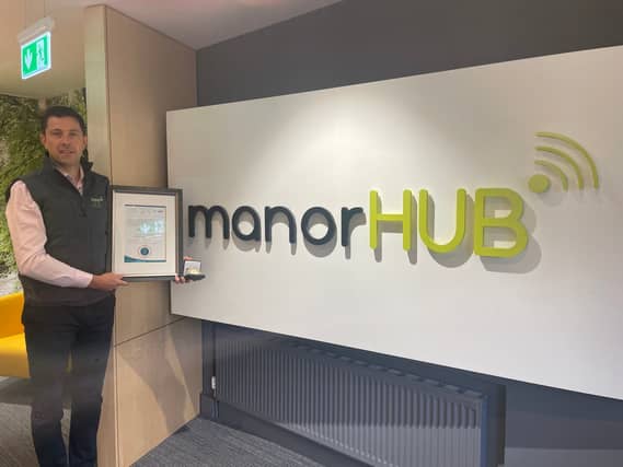 Ronan Haslette, MD of ManorHUB, named AIBF Leitrim Entrepreneur of the Year 2023 by the All-Ireland Business Foundation.