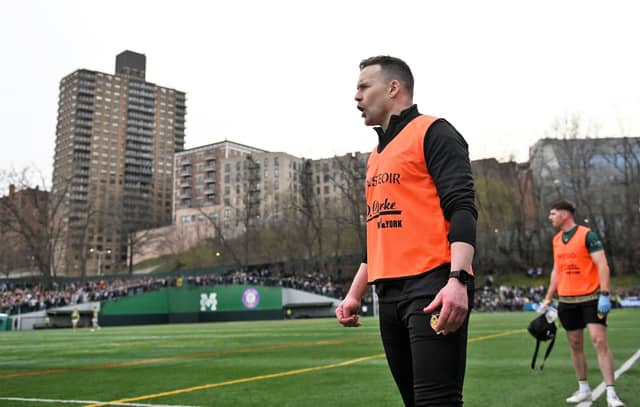 Leitrim manager Andy Moran on the sidelines of Gaelic Park Picture: Sportsfile