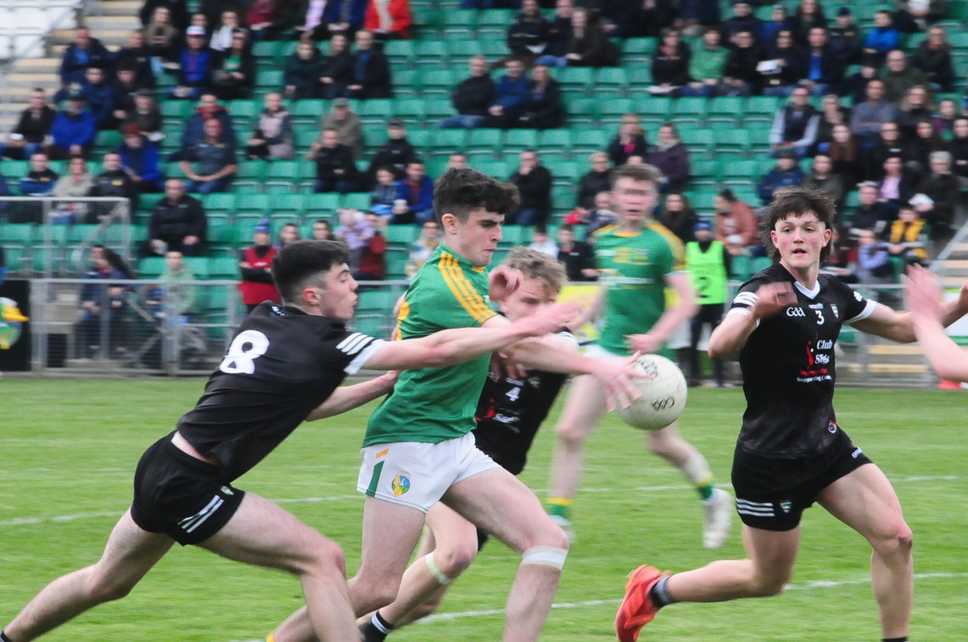 Brian Keaney is surrounded by the Sligo defence Picture: Willie Donnellan