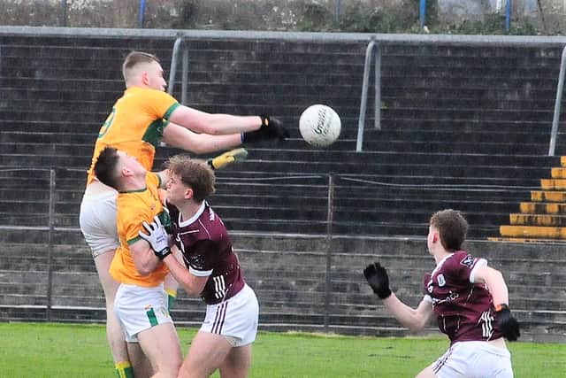 The crucial score came with six minutes left - Galway sub Michael Monaghan seemed to pose little danger out on the wing as he took off on a solo run but breaking by the despairing challenge of a defender, the Moycullen clubman cut almost in along the endline before lashing a shot from a tight angle past Flood.