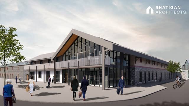 A design image of the final renovated building for the new Aim Centre