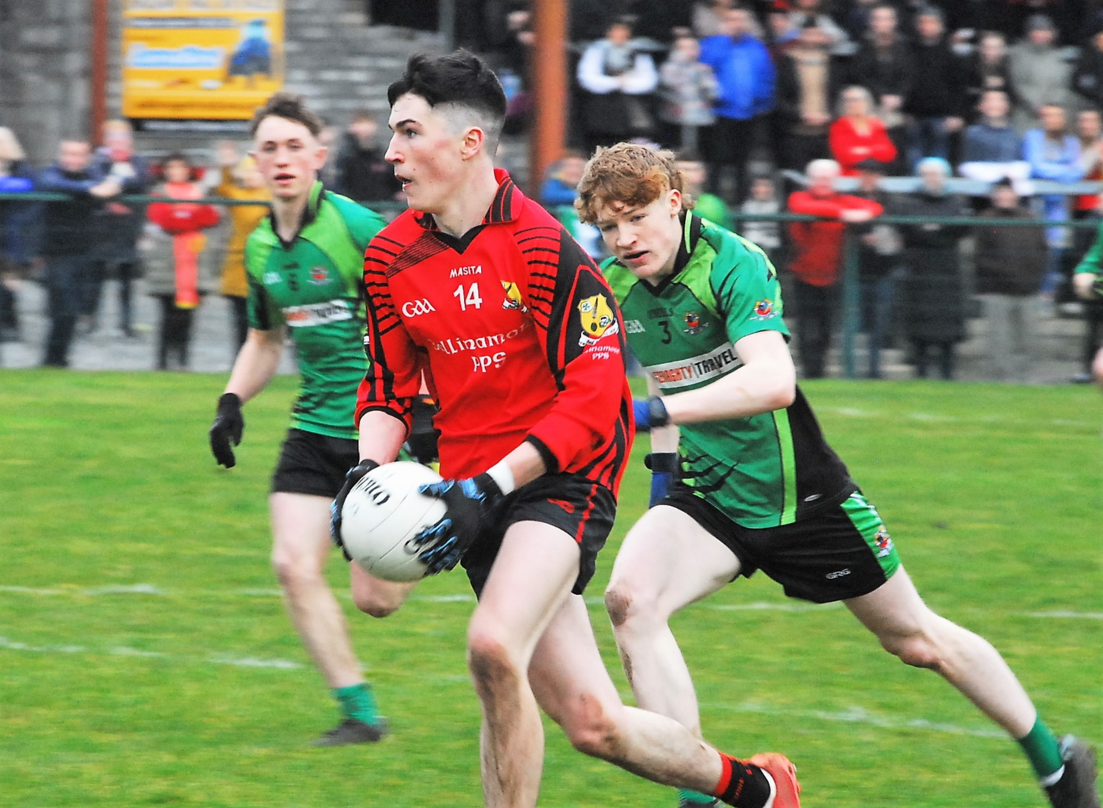 Ballinamore's Paul Honeyman charges at the Dunmore goal Picture: Willie Donnellan
