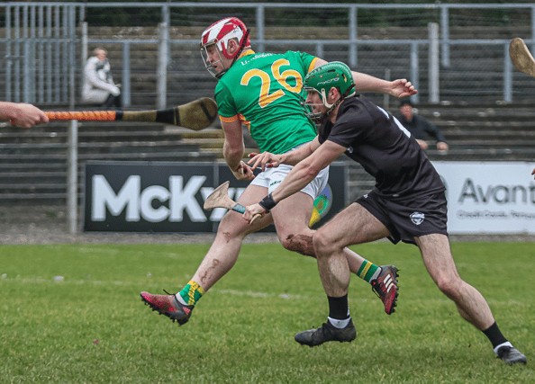Stephen Goldrick kicks the sliothar to the Lancashire net Picture: Stefan Hoare