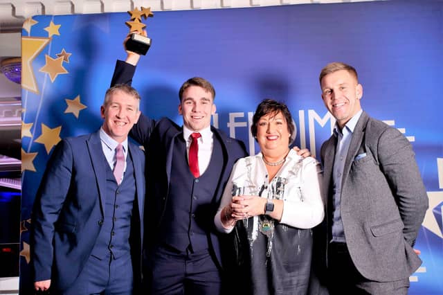 Shane Mallon is pictured with, from left, Declan Boyle, Cllr Ita Reynolds Flynn and special guest Jonny Cooper Picture: James Molloy