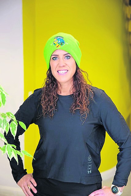Kathy Butler wearing the new beanie with the Leitrim GAA crest