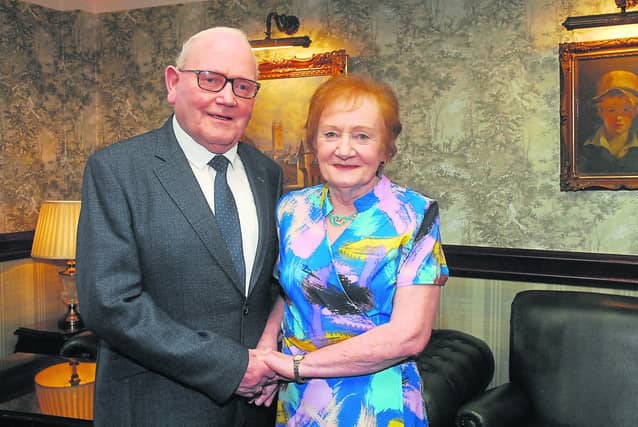 Andy Redican, Sheena, Drumkeerin pictured with his wife Irene, at his 80th birthday celebrations last February in Kilronan Castle Hotel, Ballyfarnon