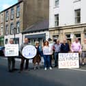 Protestors outside of the Manorhamilton AIB last week Picture: James Molloy