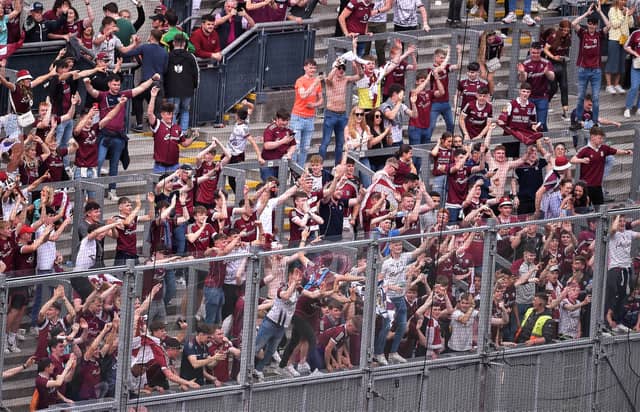 Galway fans celebrate at the end of their All-Ireland Semi-Final victory over Derry Picture: Sportsfile