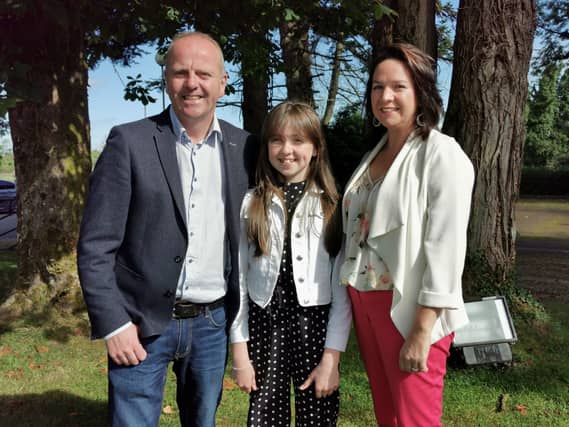 Rachel Mallon from Bornacoola pictured with her parents Brian and Edel
