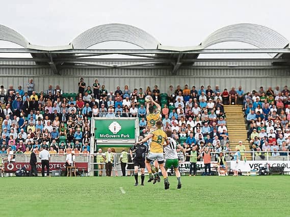 The throw-in for the 2017 Connacht SFC clash between Leitrim and London in McGovern Emerald Park in Ruislip Picture: Sportsfile