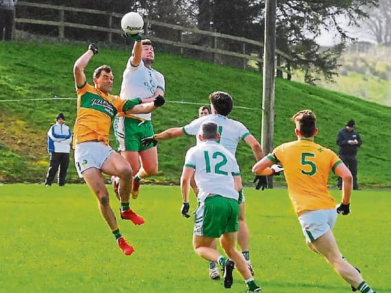 Action from London's victory over Leitrim in this year's Allianz NFL Division 4 meeting between the counties in Bekan Picture: Willie Donnellan
