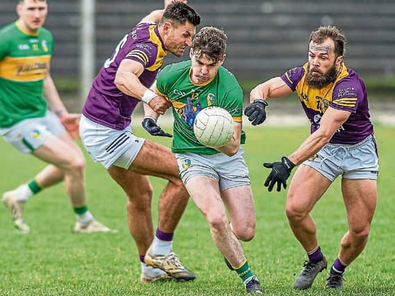 Ryan O'Rourke blasts through the Wexford defence Picture: Stefan Hoare