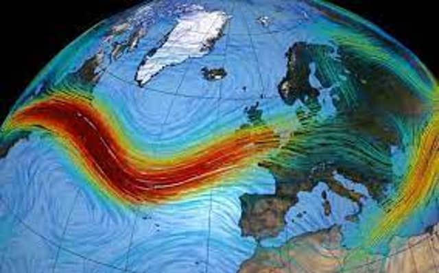 Image of jet stream over the North Atlantic and UK, courtesy of Crondallweather.co.uk