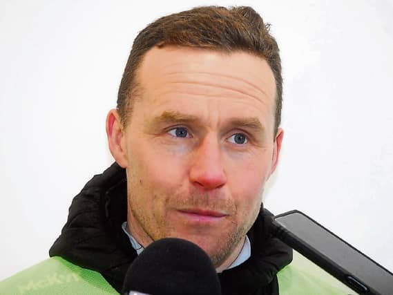 Leitrim manager Andy Moran chats after the game Picture: Willie Donnellan