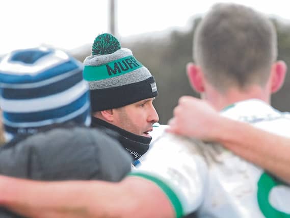 London manager Michael Maher addresses his players following his team's victory over Leitrim last Sunday in the Connacht GAA Centre of Excellence Picture: Willie Donnellan