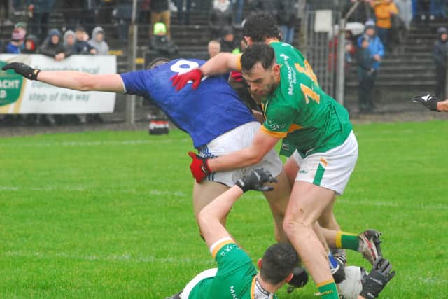 The goal chance Leitrim were looking for came just a minute into the second half as a quick break released Ryan O’Rourke but as he bore down on goal, the Fenagh St Caillin’s clubman seemed caught in two minds between going for goal and a point and his shot went badly off target.