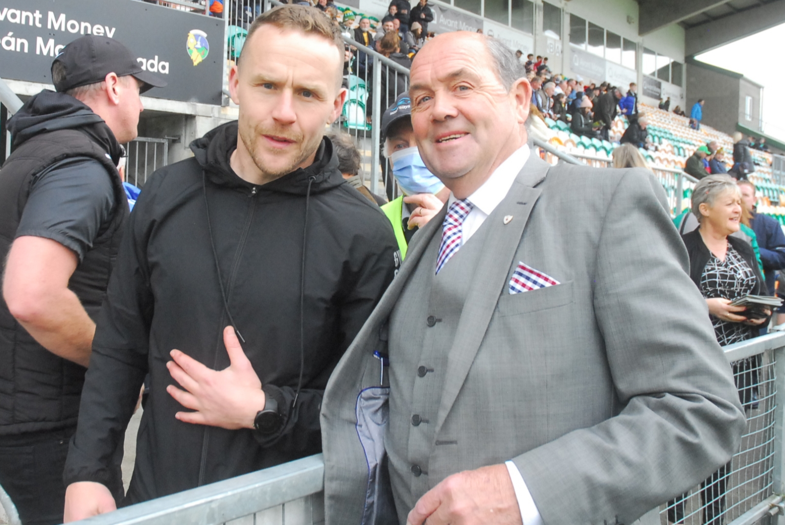 Leitrim County Board Chairman Enda Stenson pictured with new Senior team manager Andy Moran Picture: Willie Donnellan