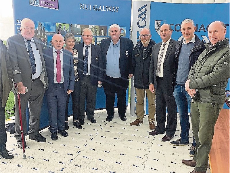 Treasurer Martin McCartin pictured with his fellow Leitrim GAA officials at the official opening of the NUI Galway Air Dome last Sunday at the Connacht GAA Centre of Excellence