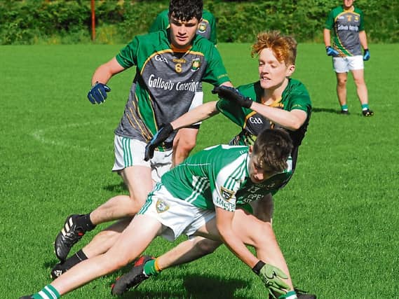 Action from the 2021 Newtowngore Engineering Division 2 Final between Mohill and St Brigid's Picture: Willie Donnellan