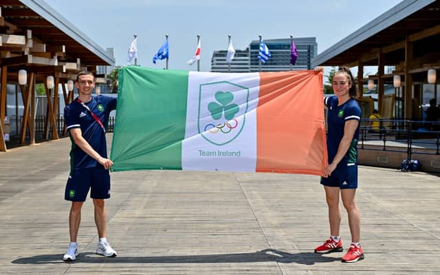 Boxers Kellie Harrington and Brendan Irvine, who have been announced as Team Ireland flagbearers for the Opening Ceremony. Photo: Brendan Moran/Sportsfile