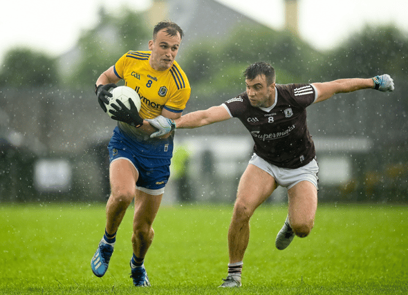 Roscommon’s Enda Smith in action against Paul Conroy of Galway during the Connacht SFC Semi-Final at Dr Hyde Park Picture: Harry Murphy/Sportsfile
