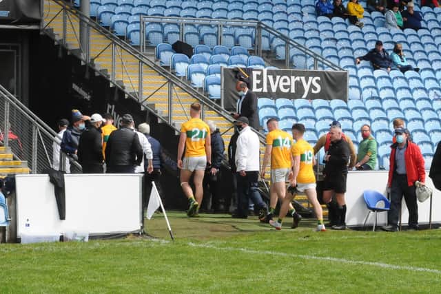 Leitrim avoided a record setting defeat to Mayo when Conor Dolan scored a good point deep into added time but it was of little consolation to the shell-shocked Leitrim players.