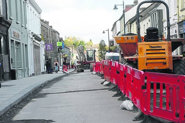 Contractors at work on the Main St, Carrick-on-Shannon last week Picture Willie Donnellan