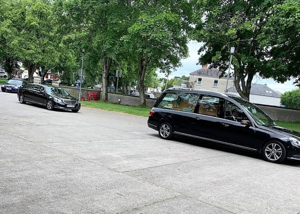 The funeral cortege of late Cathal Flynn arriving at St Peter’s Church Dunboyne
