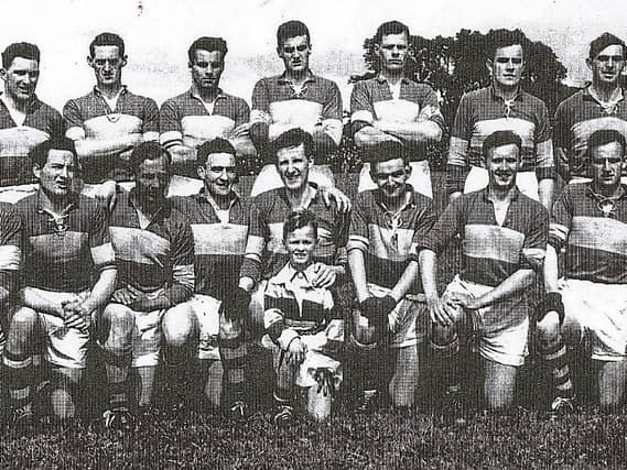 Packie McGarty (front row, third from left) pictured with his Leitrim teammates in 1958 - full team photo at bottom of article