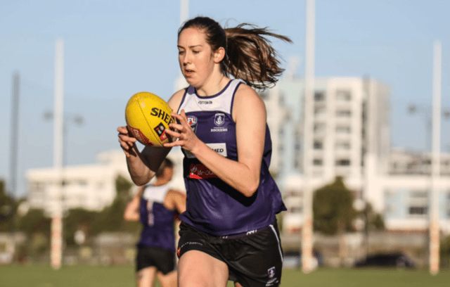 Kiltubrid & Leitrim Ladies star Aine Tighe in the colours of Fremantle Dockers Women's team