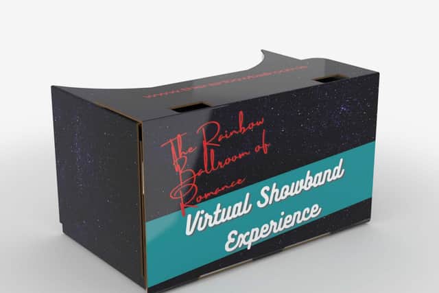 You can order the branded Rainbow ballroom headsets online, place your phone inside it and open up the Youtube video and transport yourself to the days of ballroom dancing.