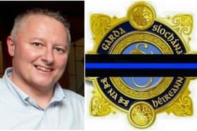 Left: the late Detective Garda Colm Horkan Right: An Garda Síochána Western Region has added the blue line to its social media in tribute to the fallen colleague