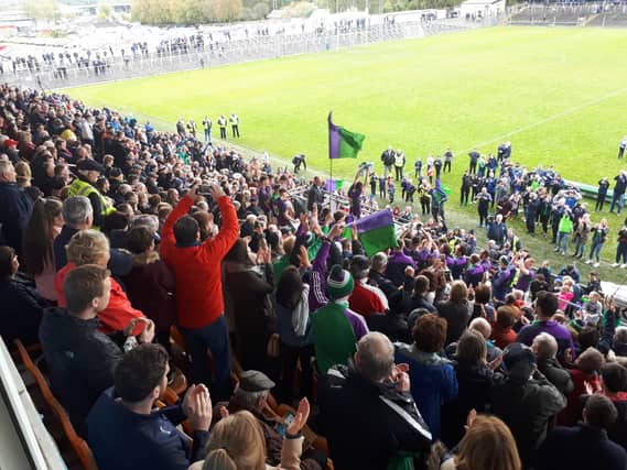 Aidan Flynn lifts the Cup for Leitrim Gaels