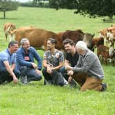 Jim Hogan (second from left) and Gerry Giggins of Farm Tours Ireland (far right) with competitors from the World Steak Challenge.