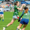Aine Tighe finds the net for Kiltubrid despite the efforts of the St Joseph's keeper Picture: Willie Donnellan