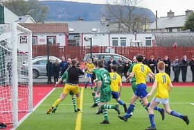 Goalmouth action from St Clare's Manorhamilton's Connacht Final against Coola VS