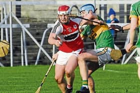 Stephen Goldrick tries to break free of the Castleblayney defence last Sunday in TEG Cusack Park Mullingar. Photo by Willie Donnellan