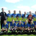 ​The St Clare's CS Manorhamilton team, with coaches Anthony McDonald, Breda Cremins and Nessa Fox, who were defeated in the  FAI Schools Minor B Girls National Cup Final