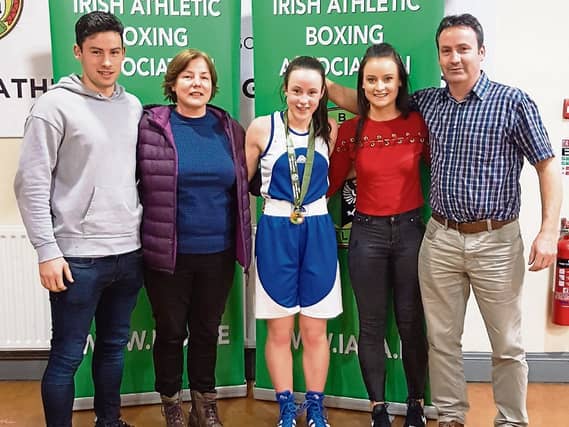 European Youth Championship finalist Déarbhla Rooney pictured with her parents Geraldine and Padraig, brother Fergal and sister Bronagh after she won her first Irish title earlier this year