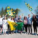Glencar/Manorhamilton’s All-Ireland winning Rince Foirne team celebrate on their return to Manorhamilton after last year’s National Finals. Photo by James Molloy