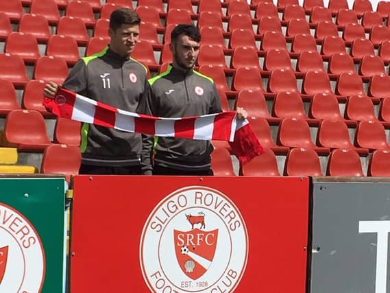 Two of Sligo Rovers' transfer deadline day signings Greg Moorhouse and Jamie McDonagh pictured in The Showgrounds.