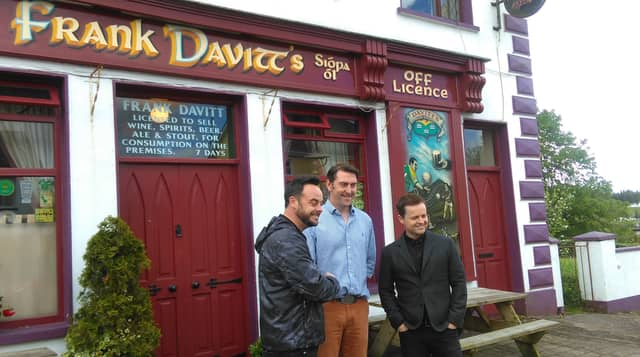 Ant and Dec pictured earlier today in Drumkeerin where they met up with staff from the Leitrim Observer.
