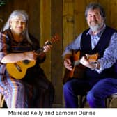 Leitrim folk and Americana duo The Cat’s Meow, featuring Mairead Kelly and Eamonn Dunne, who will join Saturday night’s live music session at the Leitrim Inn and Blueway Lodge.